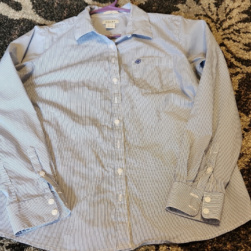 Ariat Women's Blue & White Pinstripe Button Down Shirt